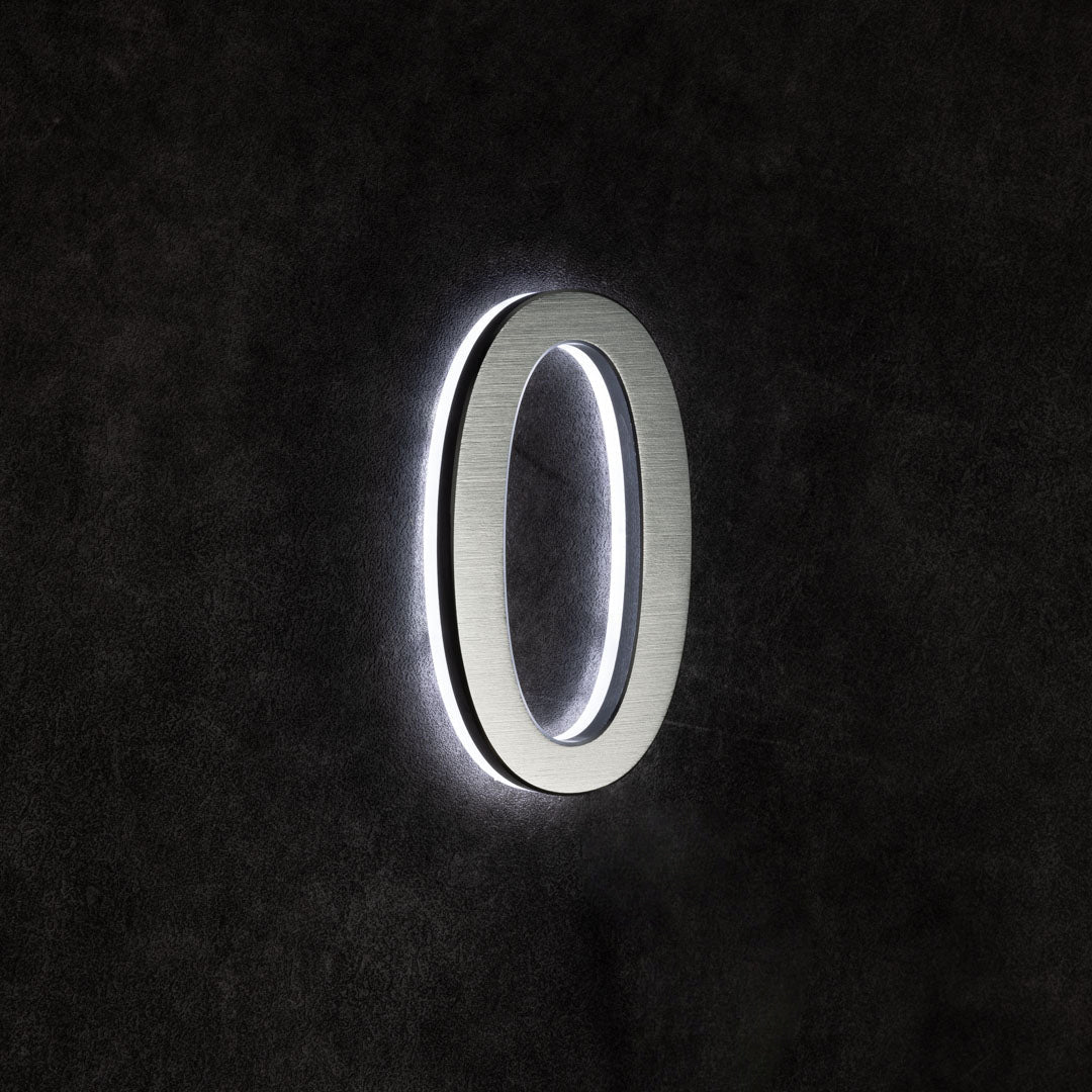 LUMO Lighting | Contemporary Illuminated Address Number 5" (Outdoor) - Silver/Brushed Aluminum