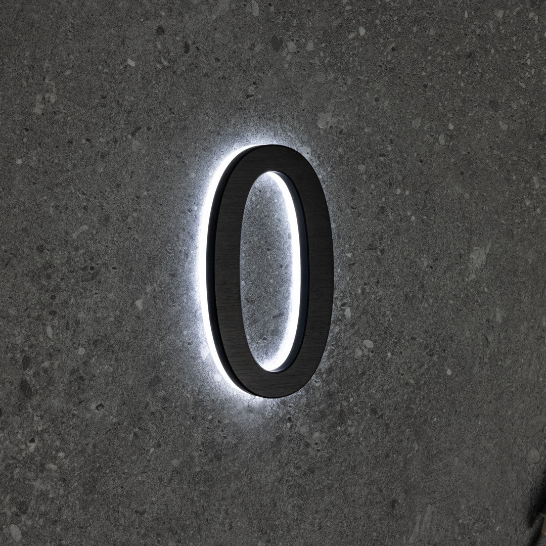 LUMO Lighting | Contemporary Illuminated Address Number 5" (Outdoor) - Black/Brushed Aluminum