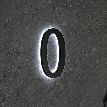 LUMO Lighting | Contemporary Illuminated Address Number 5" (Outdoor) - Black/Brushed Aluminum