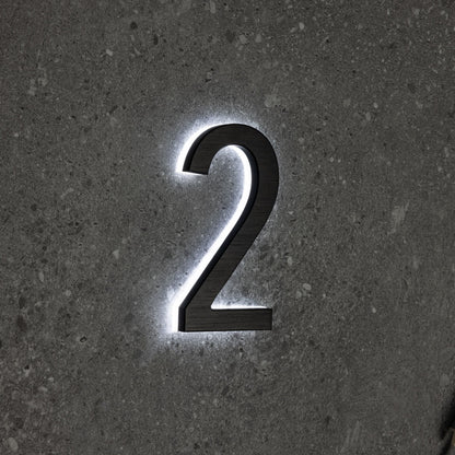 LUMO Lighting | Contemporary Illuminated Address Number 5" (Outdoor) - Black/Brushed Aluminum