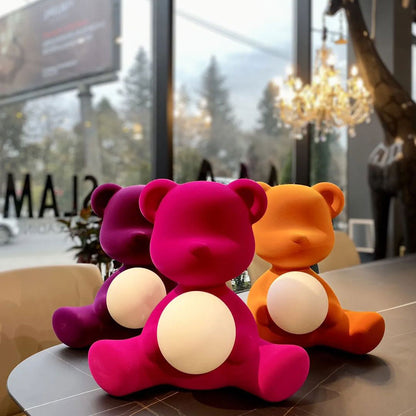 Teddy Lamp Velvet Finish with Rechargeable Led - Purple