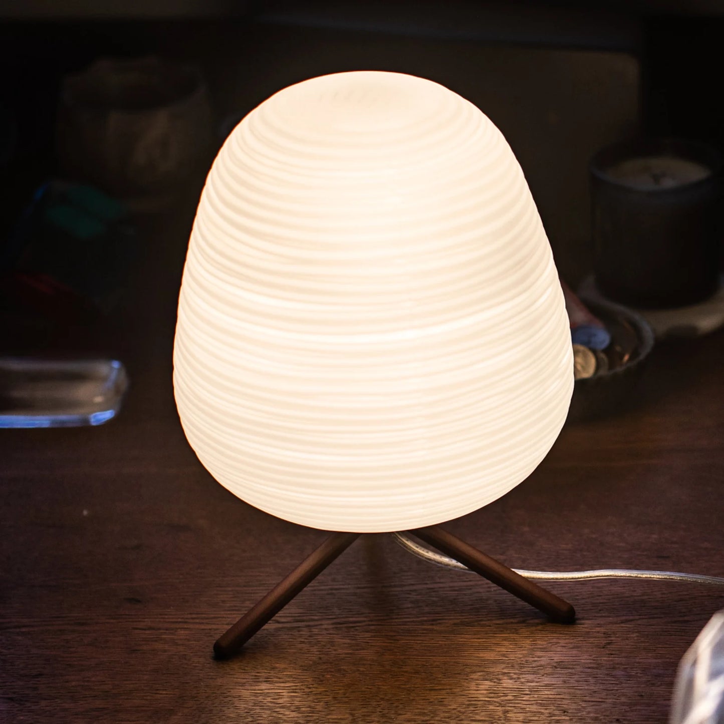 Kami 3 Lantern Table Lamp - Satin Glass