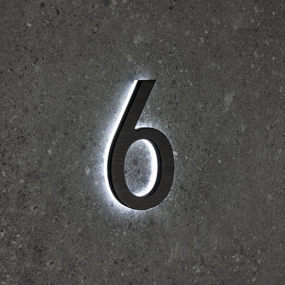 LUMO Lighting | Contemporary Illuminated Address Number 5" (Outdoor) - Black/Brushed Aluminum