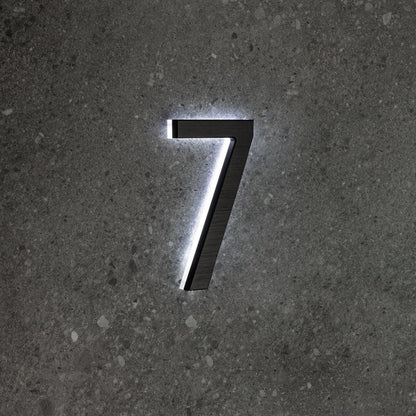 LUMO Lighting | Contemporary Illuminated Address Number 5" (Outdoor) - Black/Brushed Aluminum