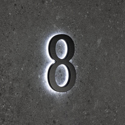 LUMO Lighting | Contemporary Illuminated Address Number 5" (Outdoor) - Black/Brushed Aluminum