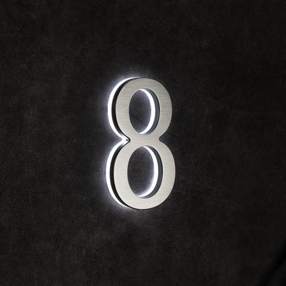 LUMO Lighting | Contemporary Illuminated Address Number 5" (Outdoor) - Silver/Brushed Aluminum