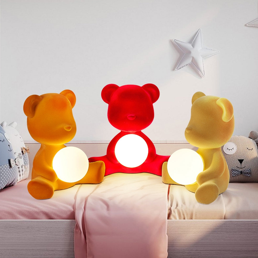 Teddy Lamp Velvet Finish with Rechargeable Led - Red