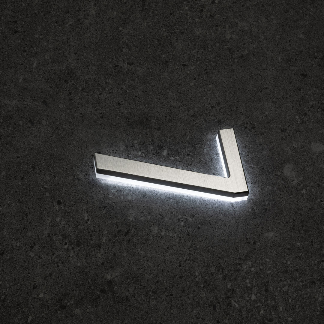 LUMO Lighting | Contemporary Illuminated Address Number 5" (Outdoor) - Silver/Brushed Aluminum