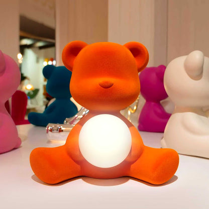 Teddy Lamp Velvet Finish with Rechargeable Led - Orange