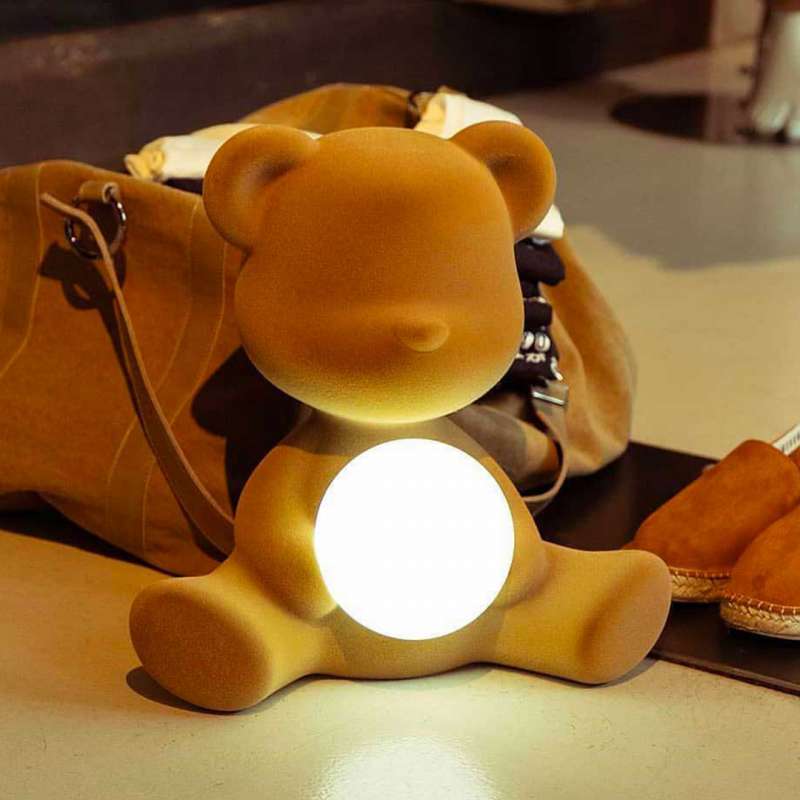 Teddy Lamp Velvet Finish with Rechargeable Led - Beige