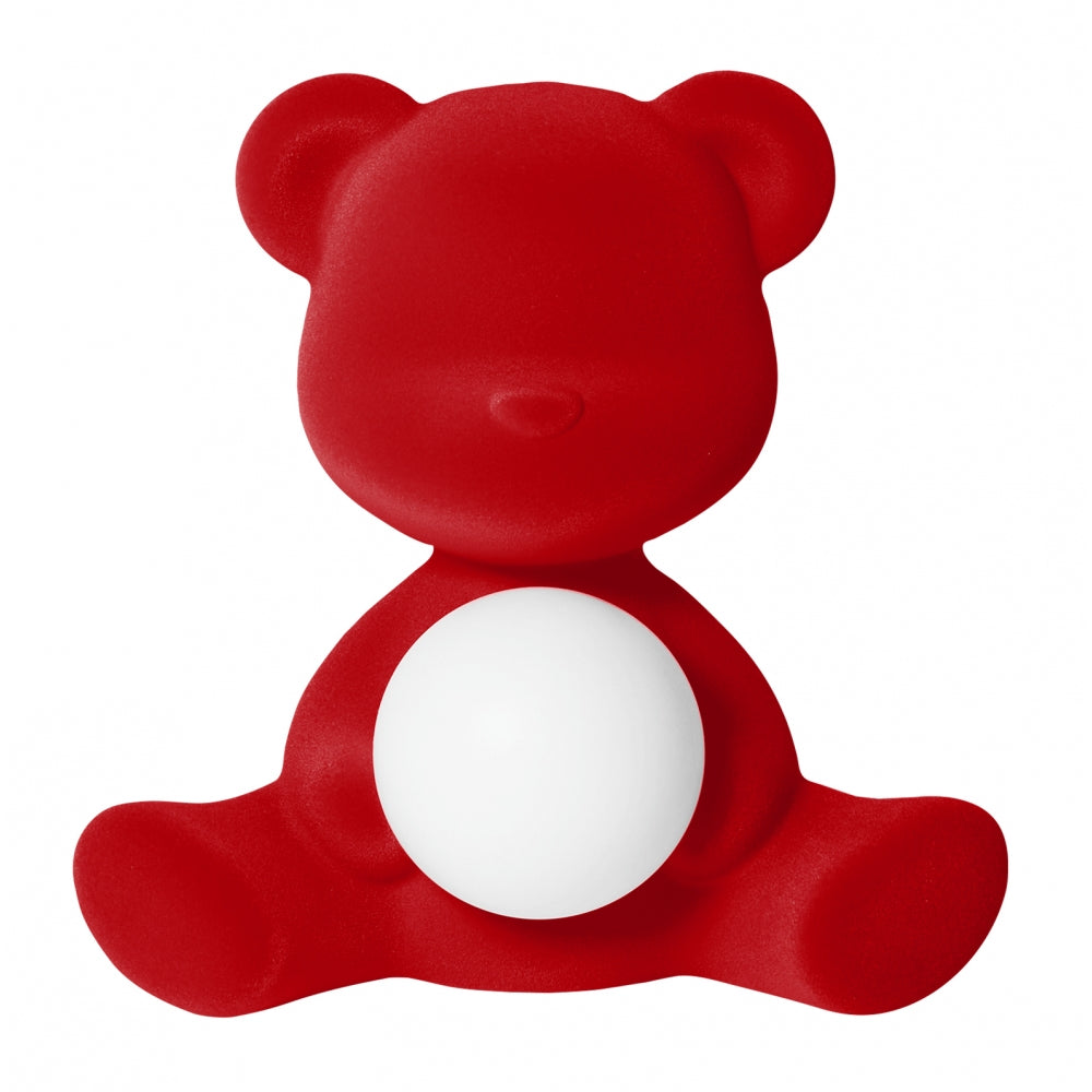 Teddy Lamp Velvet Finish with Rechargeable Led - Red